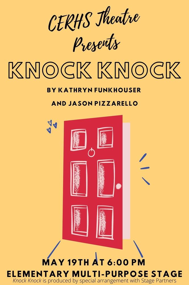 Knock Knock flyer with a red door