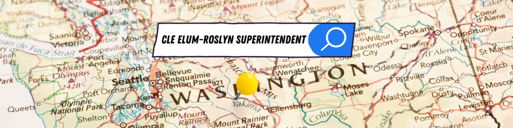 Map of Washington and a search bar with the words "Cle Elum-Roslyn Superintendent" 