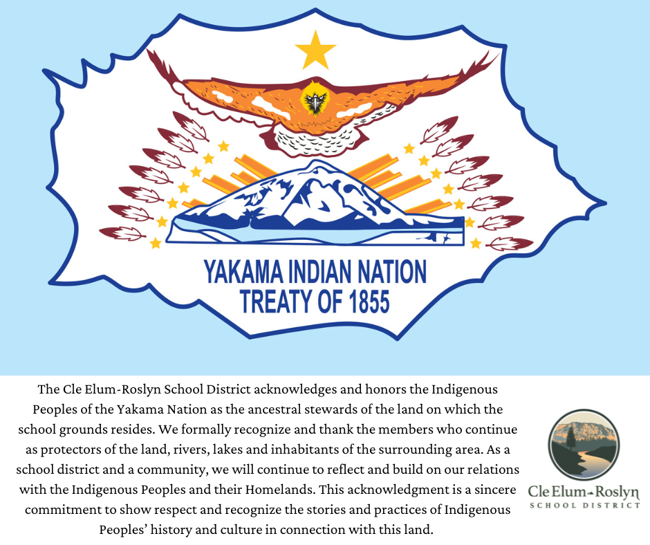 CERSD Land Acknowledgement written under the Yakama Nation's flag. 